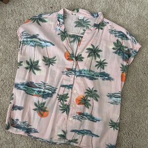 Old Navy Pink Tropical Button Down Shirt